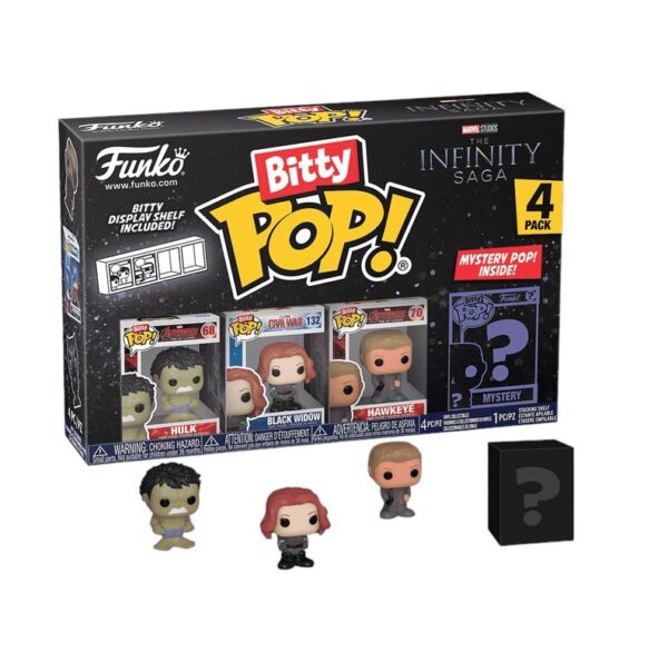 Avengers Bitty Funko Pop Figura Hulk Black Widow Hawkeye + Sorpresa 2,5 Cm