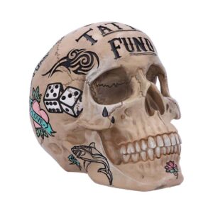 BONE TATTOO SKULL MONEY BOX SALVADANAIO NEMESIS NOW