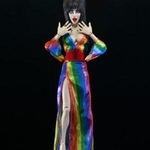 Elvira, Mistress Of The Dark Clothed Action Figura Over The Arcobaleno Elvira 20 Cm Neca
