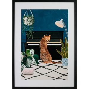 GBEYE - Framed print "Cheetah playing piano by Sarah Ma" (50x70cm)