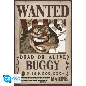 One Piece Poster Ricercato Wanted Buggy 52 x 38 cm Gbeye