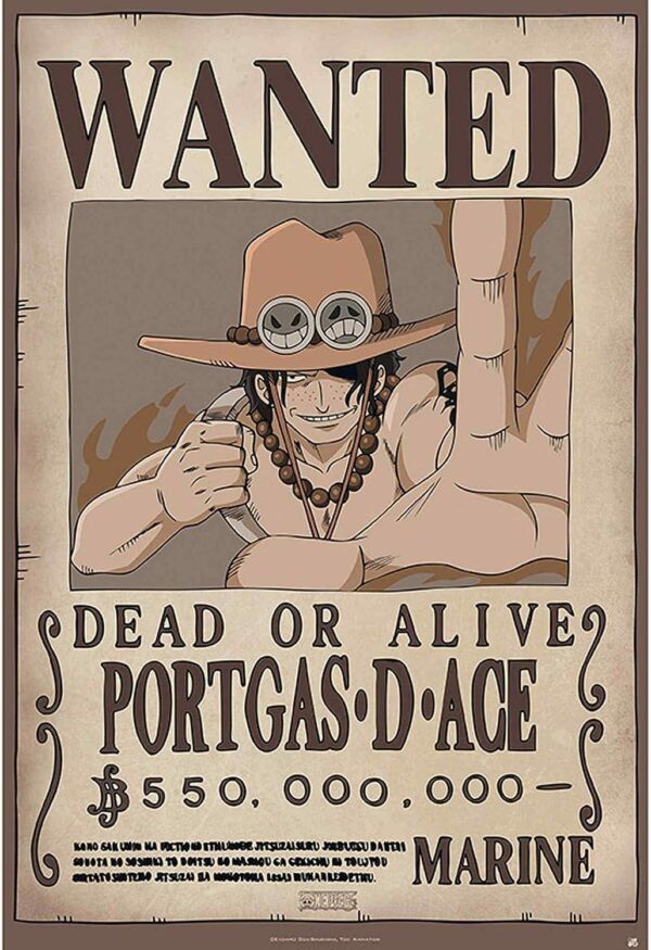 One Piece - Poster Ricercato "Wanted Portgas D. Ace" 91.5 x 61 cm AbyStyle