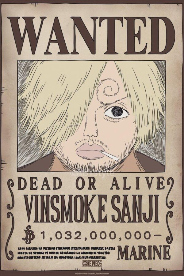 One Piece Poster Wanted Sanji Wano 52 x 38 cm Gbeye