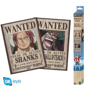 ONE PIECE - Set 2 Posters Chibi 52x38 - Wanted Shanks & Blackbeard