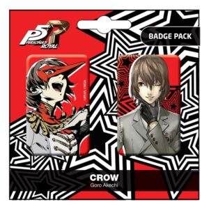 Persona 5 Royal Spilla Badges 2-pack Crow / Goro Akechi Popbuddies