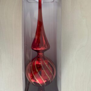 PUNTA PER ALBERO ROSSA CON RIGHE ORO 30 CM ADDOBBI NATALE