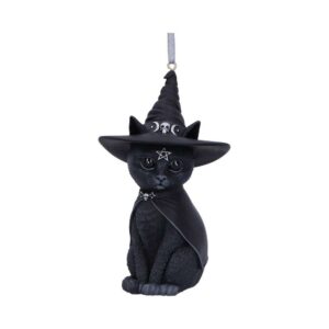 PURRAH BLACK WITCH CAT HANGING ORNAMENT Decorazioni Natalizie Nemesis Now