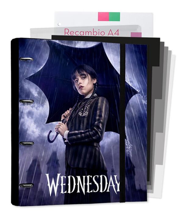 RACCOGLITORE AD ANELLI A4 WEDNEDSDAY TV SERIES - CANCELLERIA/SCUOLA