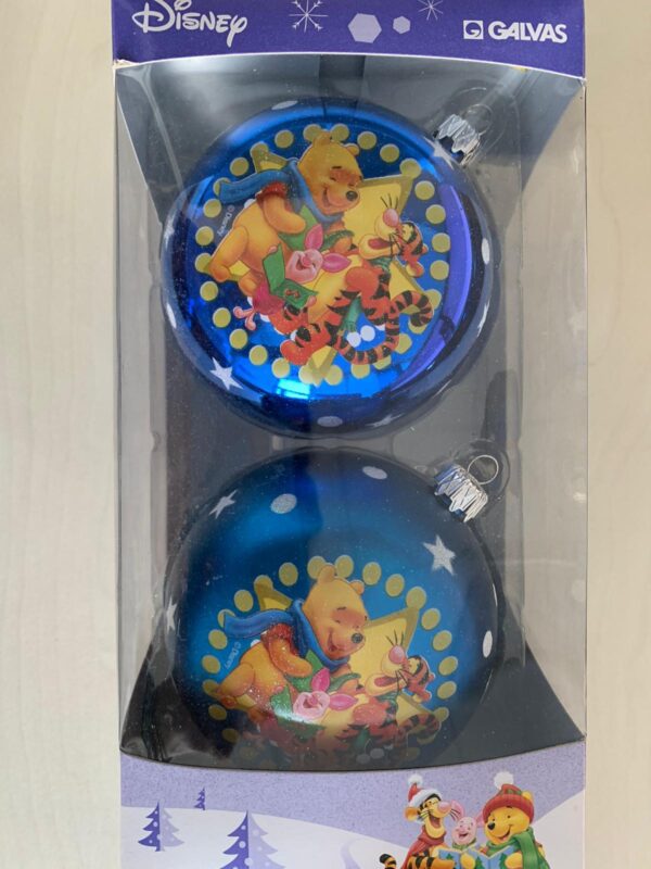 SET 2 PALLINE BLU WINNIE THE POOH TIGRO, WINNIE E PIMPI 12 CM ADDOBBI NATALE