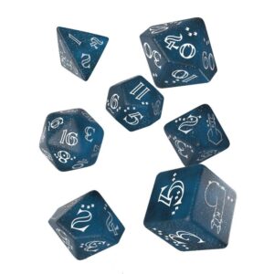 Shimmering Llama Dice Set Glittering Dark Blue & White (7) Q Workshop