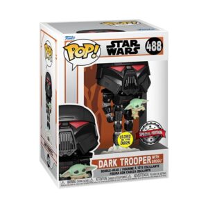 Star Wars - The Mandalorian - Pop Funko Vinile Figura 488 Dark Trooper W/ The Bambino (gw) 9cm Comicon 22 Excl Funko Figures