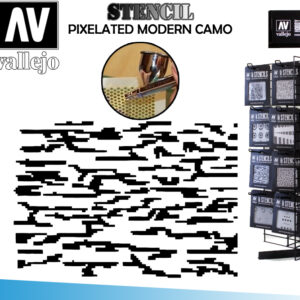 STENCIL STCAM004 PIXELATED MODERN CAMO ACCESSORI PER MODELLISMO VALLEJO VALLEJO