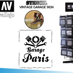 STENCIL STLET001 VINTAGE GARAGE SIGN 125 ACCESSORI PER MODELLISMO VALLEJO VALLEJO
