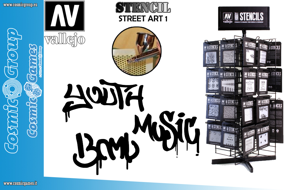 STENCIL STLET003 STREET ART 1 ACCESSORI PER MODELLISMO VALLEJO VALLEJO