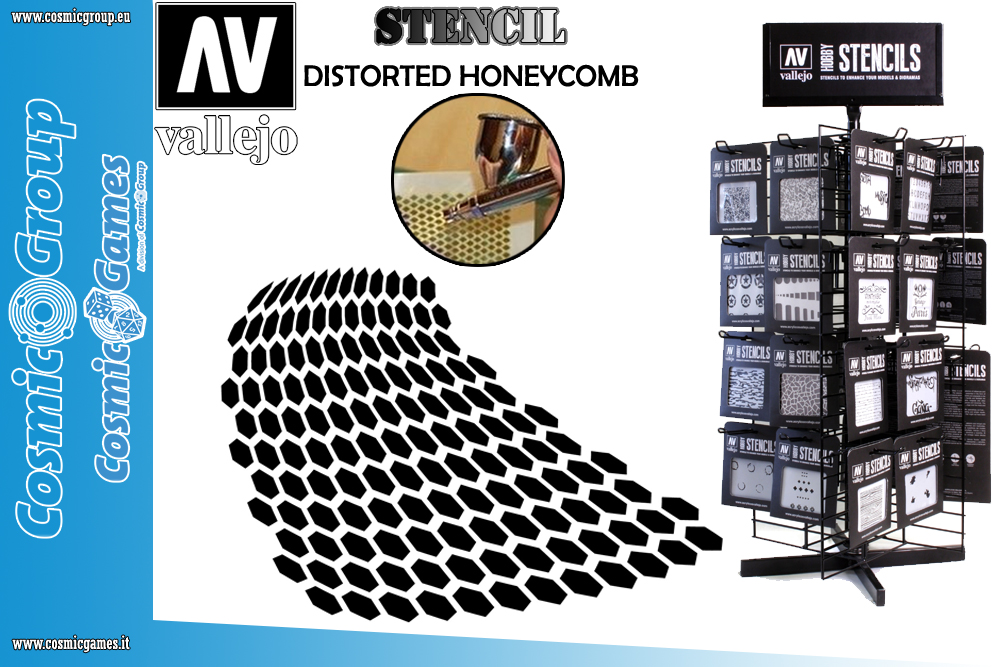 STENCIL STSF003 DISTORTED HONEYCOMB ACCESSORI PER MODELLISMO VALLEJO VALLEJO