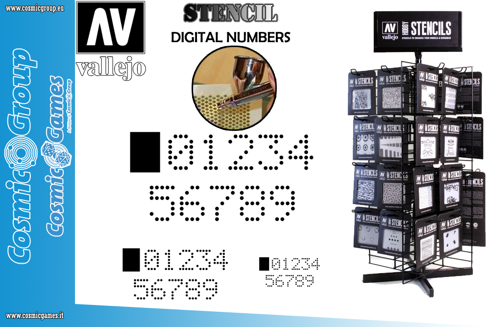 STENCIL STSF004 DIGITAL NUMBERS ACCESSORI PER MODELLISMO VALLEJO VALLEJO