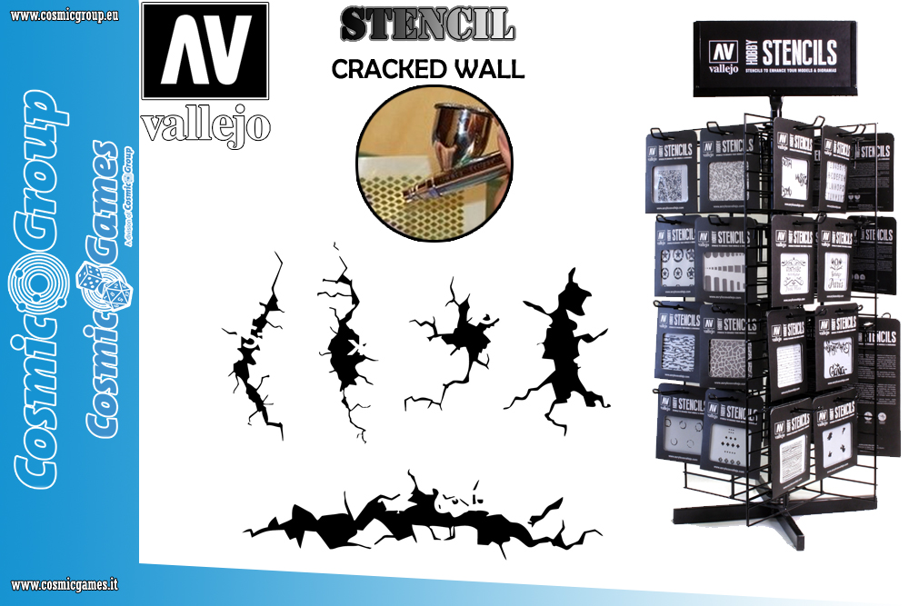 STENCIL STTX001 CRACKED WALL ACCESSORI PER MODELLISMO VALLEJO VALLEJO