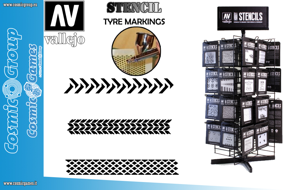 STENCIL STTX002 TYRE MARKINGS ACCESSORI PER MODELLISMO VALLEJO VALLEJO