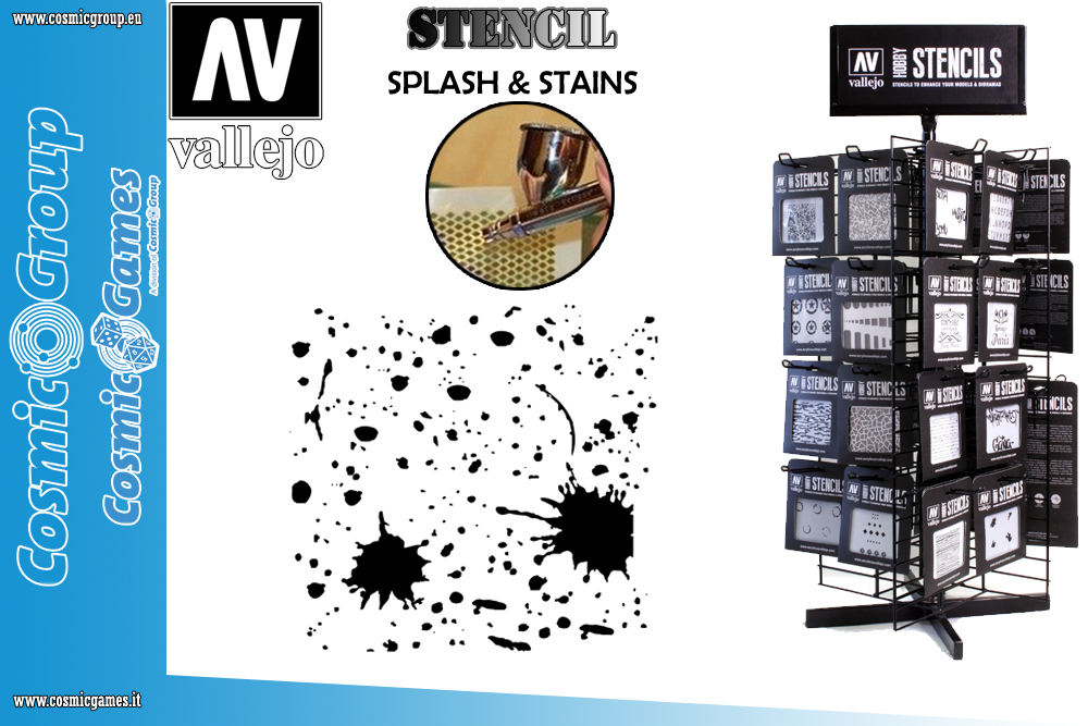 STENCIL STTX003 SPLASH & STAINS ACCESSORI PER MODELLISMO VALLEJO VALLEJO