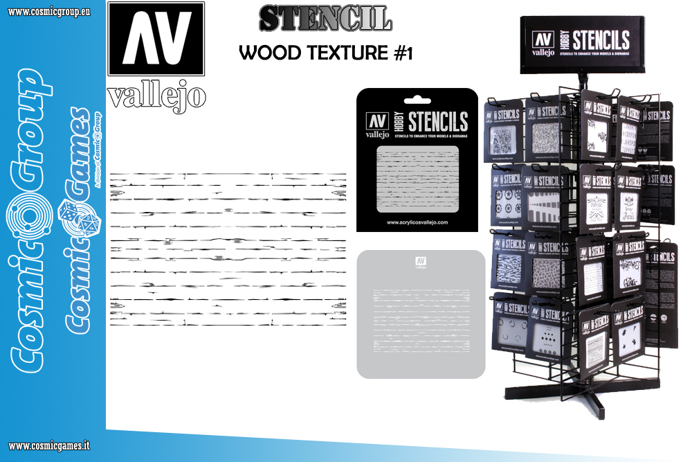 STENCIL STTX006 WOOD TEXTURE 1 ACCESSORI PER MODELLISMO VALLEJO VALLEJO