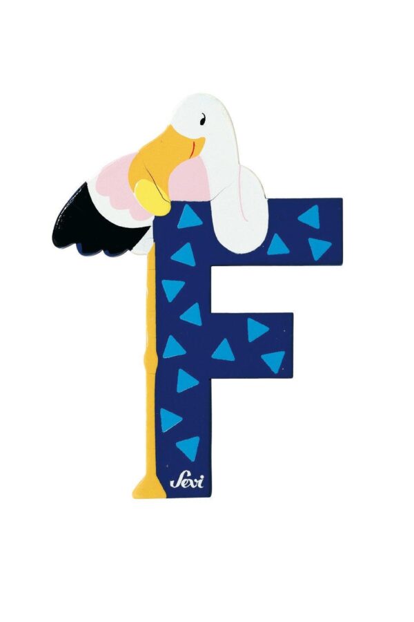 Trudi Sevi 81606 - Letteraa F Flamingo In Legno Blu 9,5 Cm Decorazione