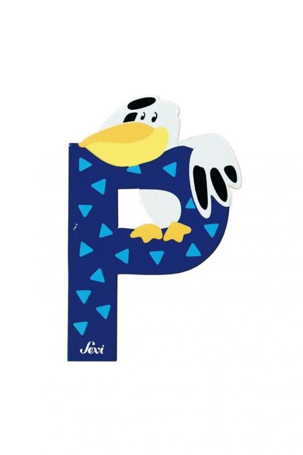 Trudi Sevi 81616 - Letteraa P Pellicano In Legno Blu 9,5 Cm Decorazione