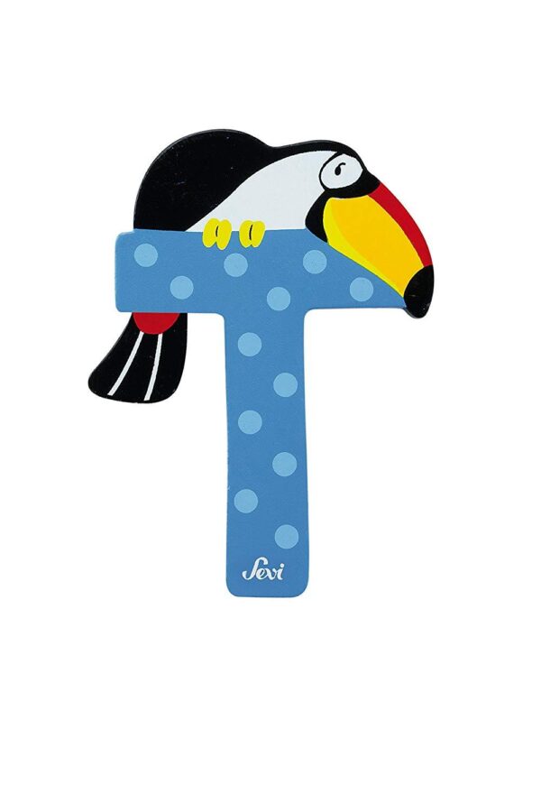 Trudi Sevi 81620 - Letteraa T Tucano In Legno Blu 9,5 Cm Decorazione
