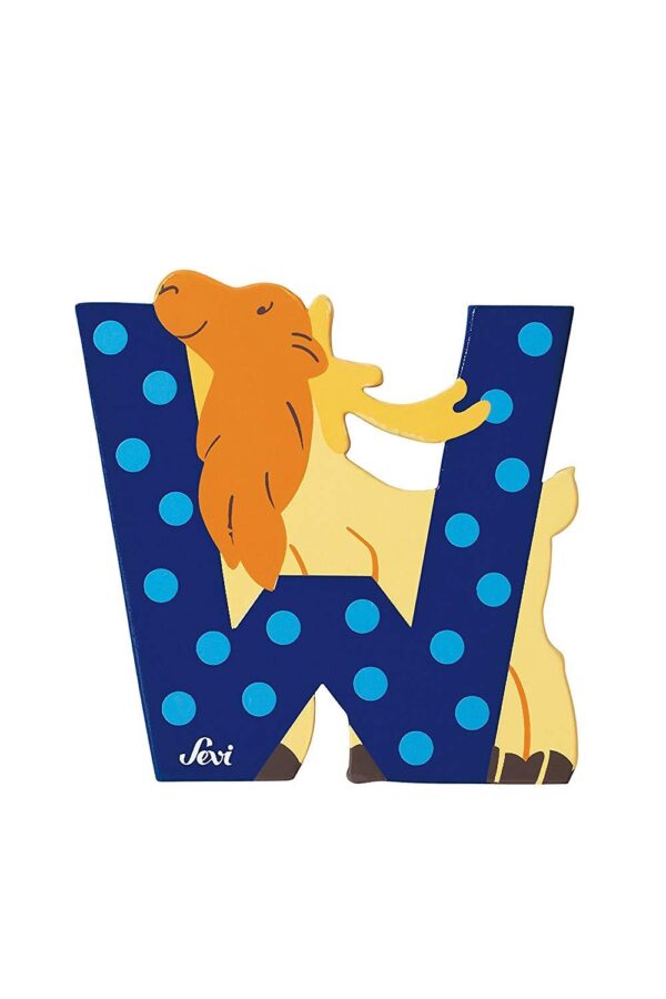 Trudi Sevi 81623 - Letteraa W Wapiti In Legno Blu 7,5 Cm Decorazione