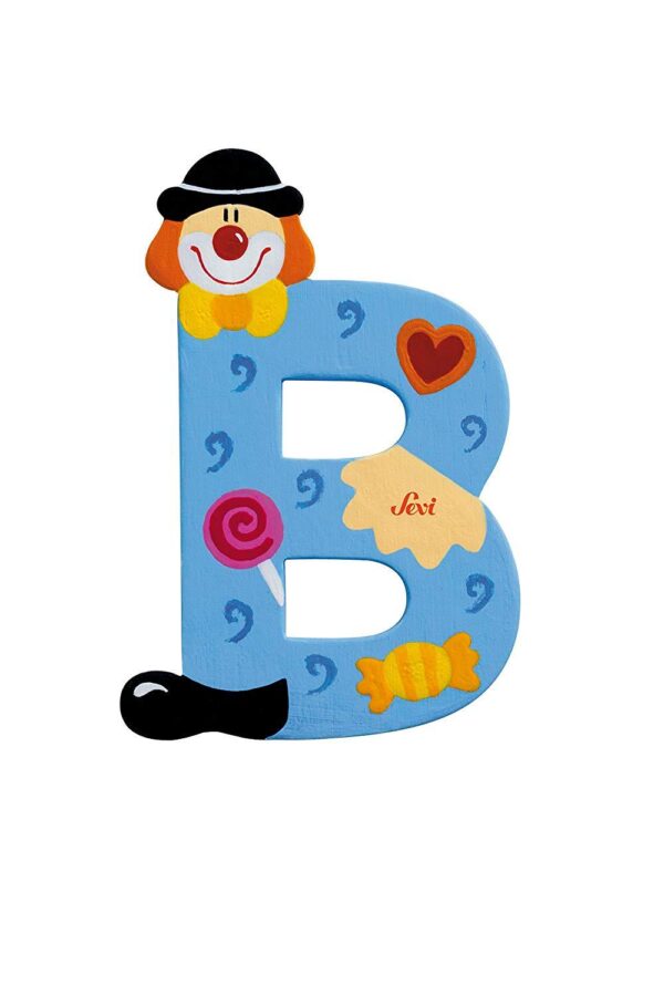 Trudi Sevi 81738 - Letteraa B In Legno A Forma Di Clown Blu 9,5 Cm Decorazione