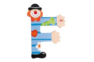 Trudi Sevi 81742 - Letteraa F In Legno A Forma Di Clown Blu 9,5 Cm Decorazione