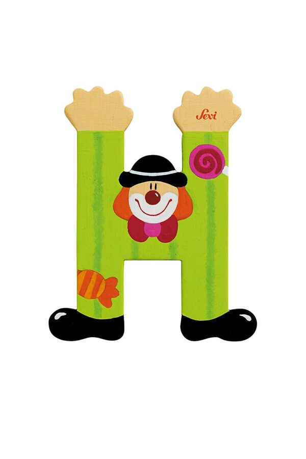 Trudi Sevi 81744- Letteraa H In Legno A Forma Di Clown Verde 9 Cm Decorazione