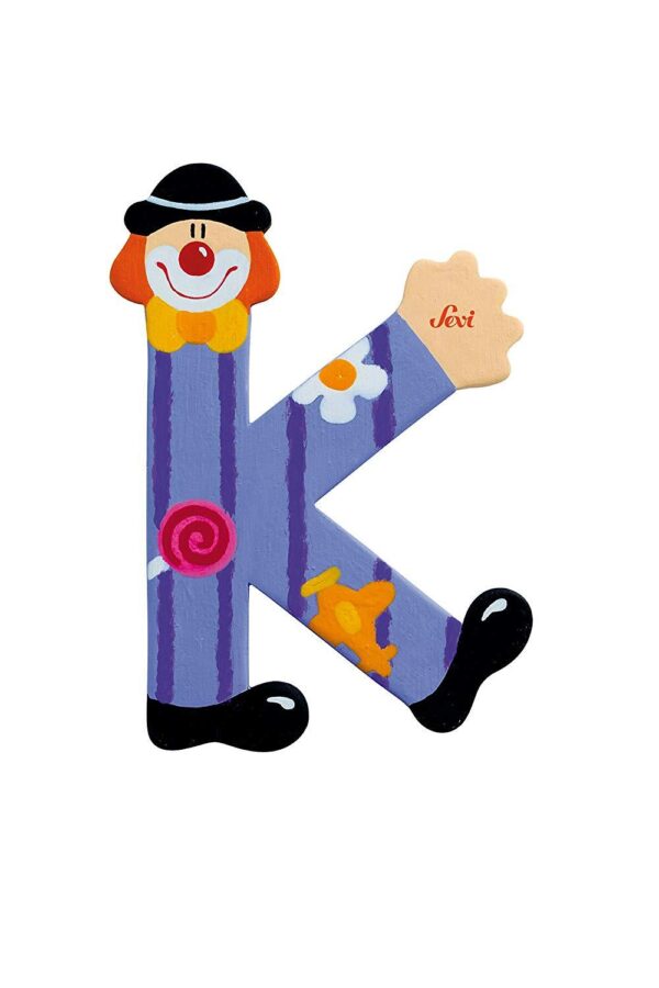 Trudi Sevi 81747 - Letteraa K In Legno A Forma Di Clown Viola 8 Cm Decorazione