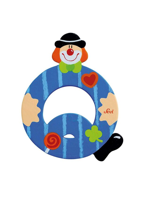 Trudi Sevi 81753 - Letteraa Q In Legno A Forma Di Clown Blu 9,5 Cm Decorazione