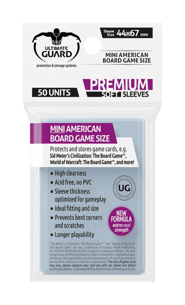 Ultimate Guard Premium Soft Sleeves For Gioco Da Tavolo Cards Mini American (50) Ultimate Guard