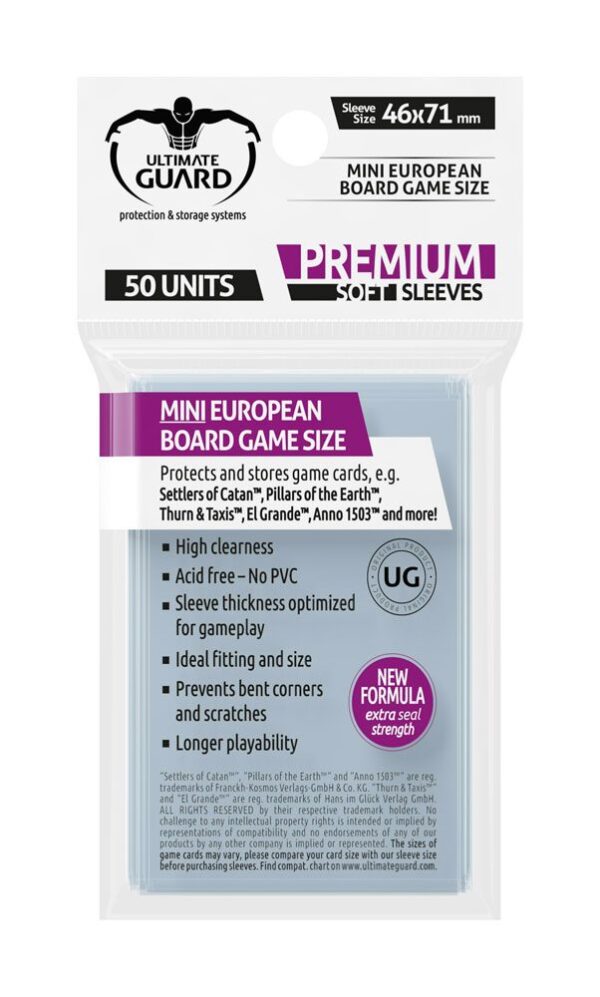 Ultimate Guard Premium Soft Sleeves For Gioco Da Tavolo Cards Mini European (50) Ultimate Guard