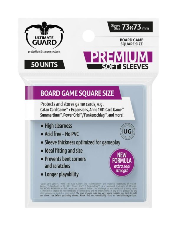 Ultimate Guard Premium Soft Sleeves For Gioco Da Tavolo Cards Square (50) Ultimate Guard