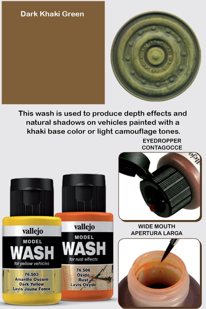 VALLEJO MODEL WASH DARK KHAKI GREEN 76520 COLORI VALLEJO