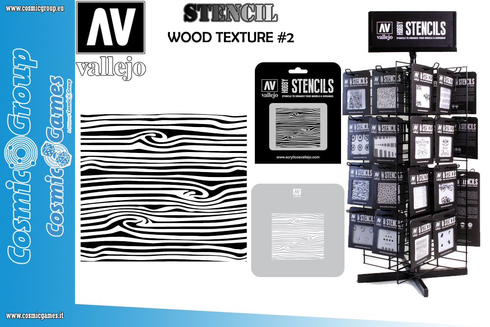 VALLEJO STENCIL STTX007 WOOD TEXTURE 2 ACCESSORI PER MODELLISMO VALLEJO