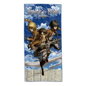 Attack On Titan Asciugamano Eren, Mikasa & Armin 150 X 75 Cm Sakami Merchandise