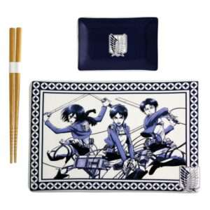 Attack On Titan Ceramic Sushi Set Con Bacchette Cinesi Just Funky