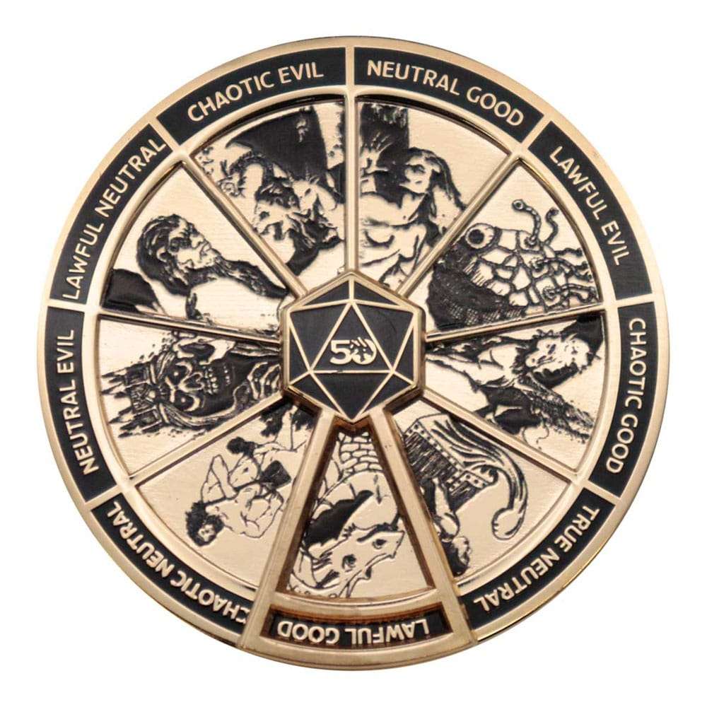 Dungeons & Dragons Spilla Badge Alignment Spinner 24k Gold Plated Edizione Limitata Fanattik