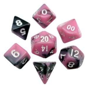 Fanroll Mini Dice Set Pink/black Con White Numbers (7) Fanroll