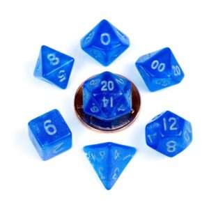 Fanroll Mini Dice Set Stardust Blue Con Silver Numbers (7) Fanroll