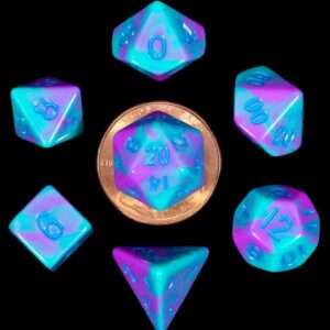 Fanroll Mini Dice Set Turquoise E Purple Marble (7) Fanroll