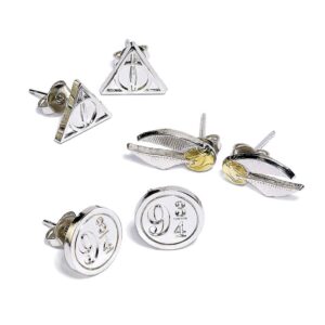 Harry Potter Orecchini 3-pack Snitch/doni Della Morte/binario 9 3/4 (silver Plated) Carat Shop, The