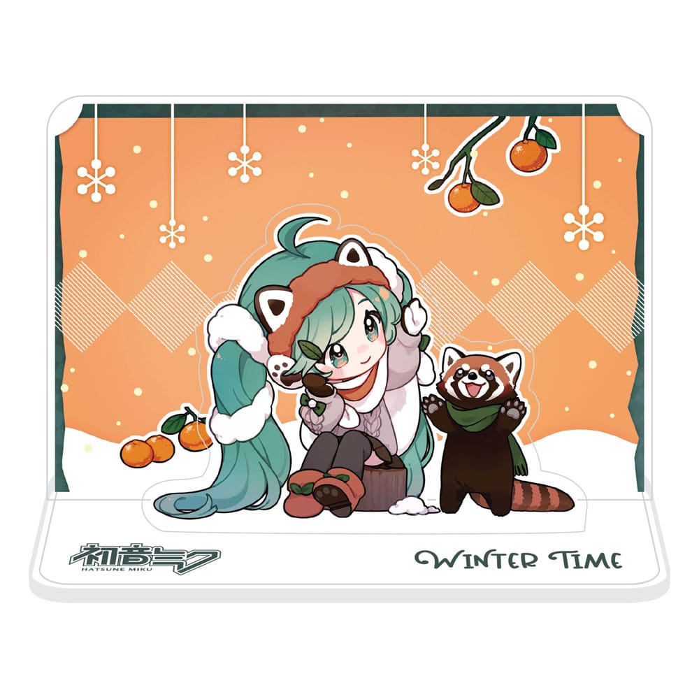 Hatsune Miku Acrylic Figura Standee Miku E Red Panda (winter Time) 11 Cm Popbuddies