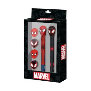 Marvel Spiderman Pen + Pencil + 4 erasers pack Karactermania