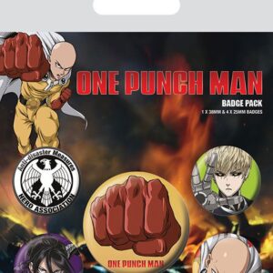 One Punch Man Pin-Back Buttons 5-Pack Destructive Pyramid International