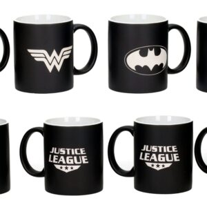 SD TOYS JUSTICE LEAGUE B/W CERAMIC 4 MUGS SET