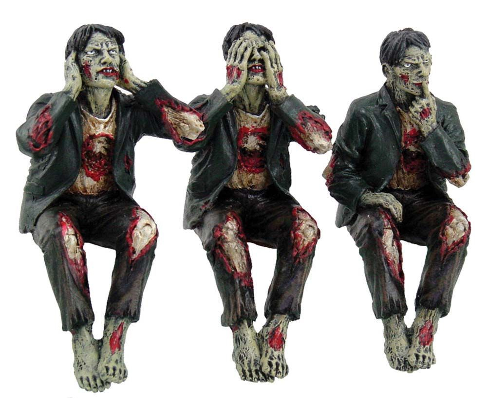 SEE NO HEAR NO SPEAK NO EVIL ZOMBIES STATUA NEMESIS NOW
